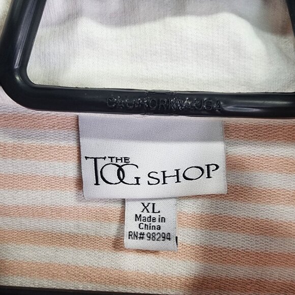 Womens The Tog Shop Jacket Full Zip Light Pink White Striped 3/4 Sleeve Size XL - Picture 3 of 8